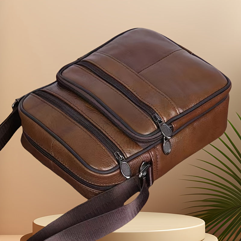 BowLift | Leather Men’s Shoulder Bag – Spacious Cowhide Bag with Adjustable Strap