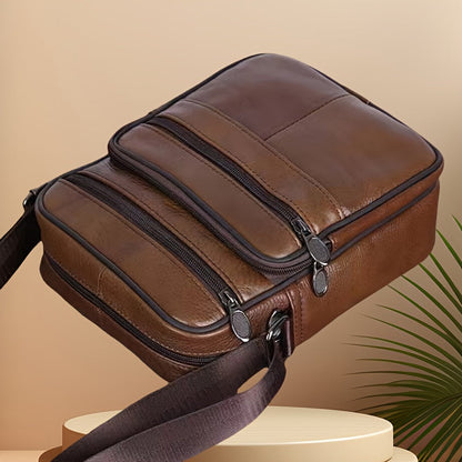 BowLift | Leather Men’s Shoulder Bag – Spacious Cowhide Bag with Adjustable Strap