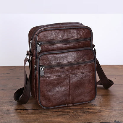 Skanto | Men’s Genuine Leather Shoulder Bag – Cowhide Crossbody with Adjustable Strap