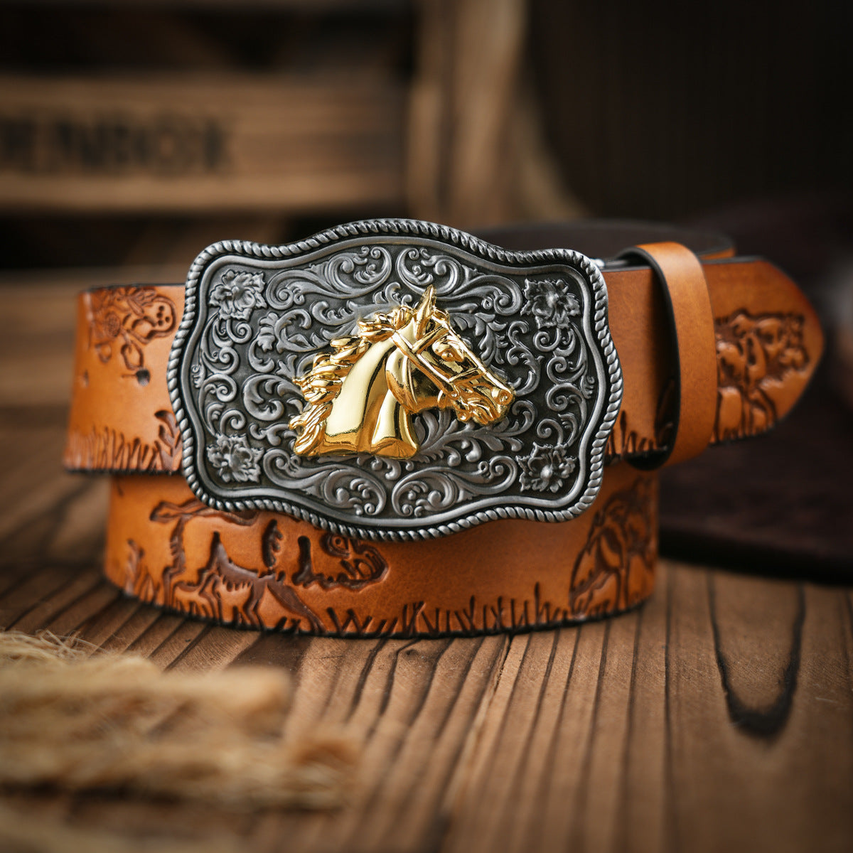 Skanto | Men's Western Belt – Vegan Leather Belt with Solid Metal Buckle