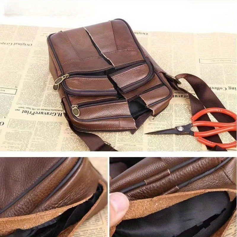 BowLift | Men’s Leather Shoulder Bag | Genuine Cowhide Crossbody | Adjustable Strap