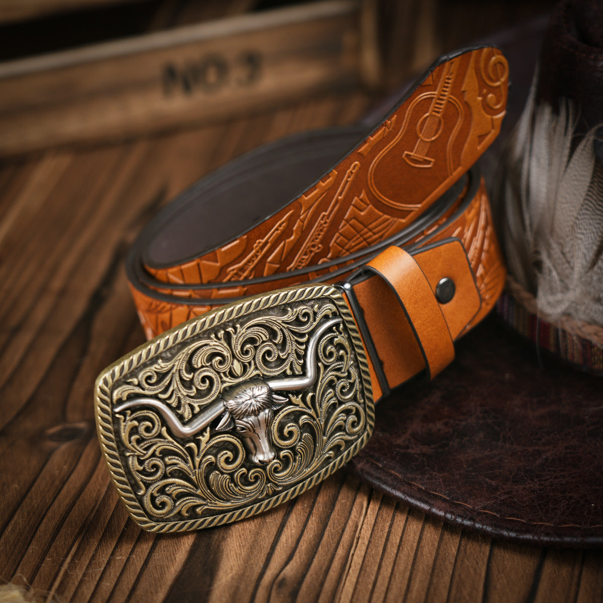 BowLift | Men's belt in Western style – Vegan leather belt with robust metal buckle