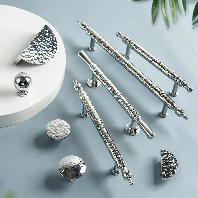 French Handmade Hammered Pattern Cabinet Drawer Door Handle | Skanto