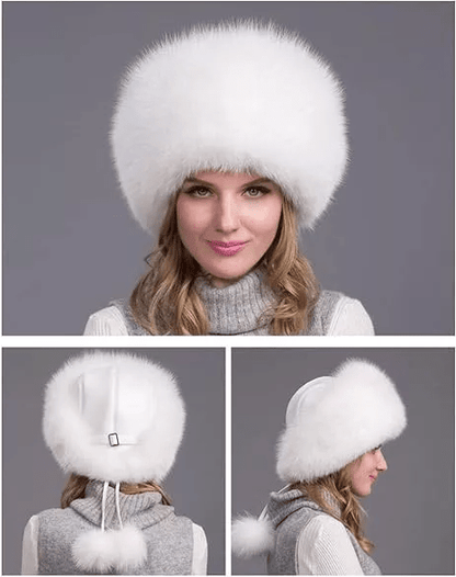 Skanto | FurLuxe Natural Reinfell Winter Hat | Thick Fur Hat with Earmuffs for Elegant Cold Weather Style