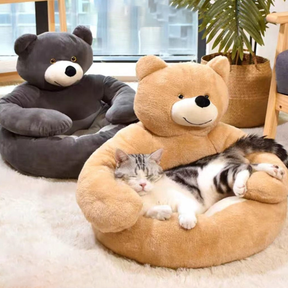 BowLift | Pet Bed Plush Bear Cuddle-Style Nest