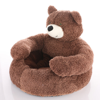 BowLift | Pet Bed Plush Bear Cuddle-Style Nest
