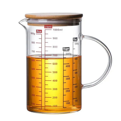 Glass Measuring Cup Food Grade High Borosilicate Glass Cups with Lid | Bowlift
