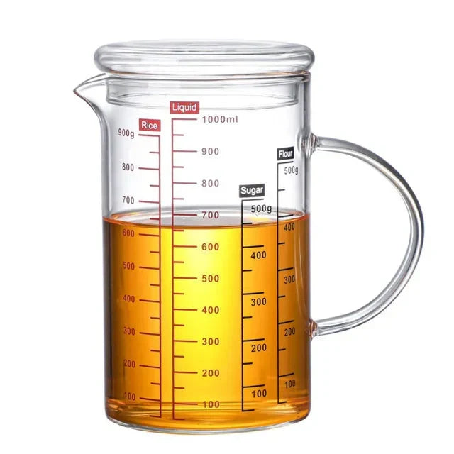 Glass Measuring Cup Food Grade High Borosilicate Glass Cups with Lid | Bowlift