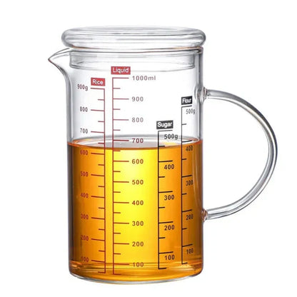 Glass Measuring Cup Food Grade High Borosilicate Glass Cups with Lid | Bowlift