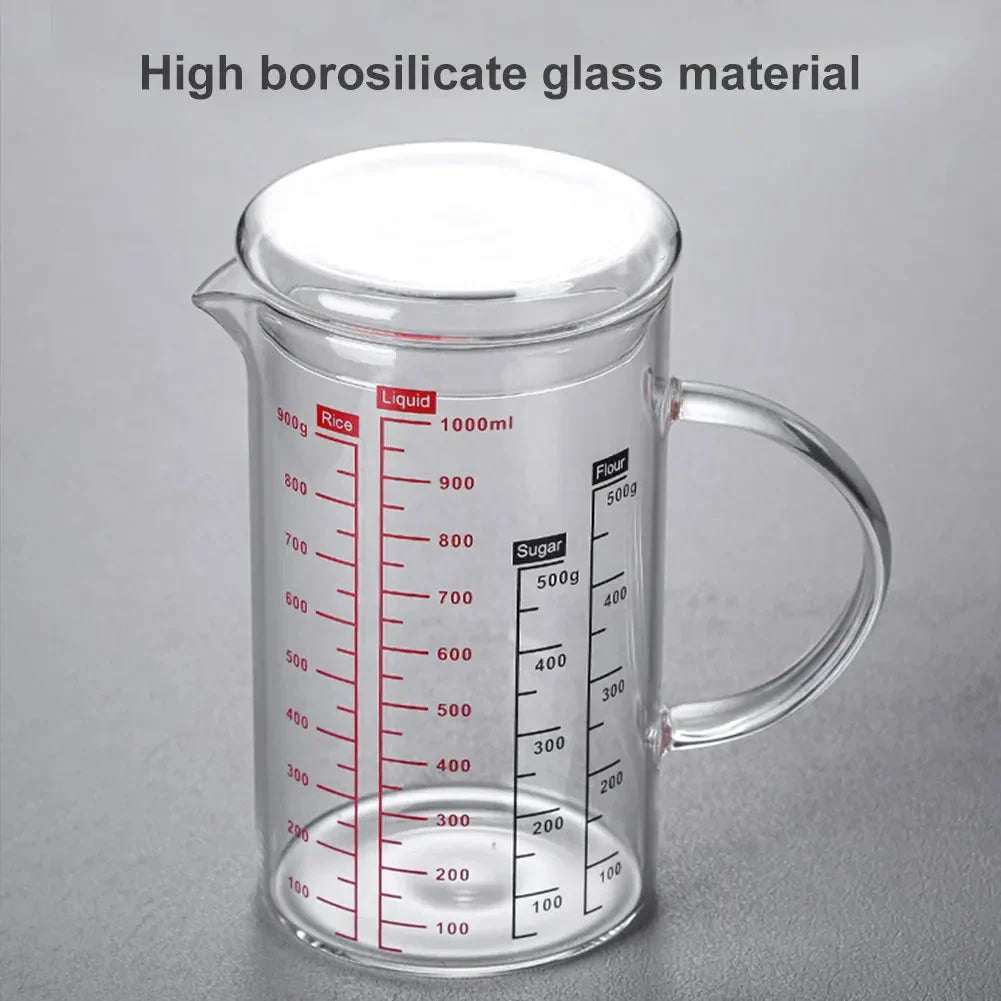 Glass Measuring Cup Food Grade High Borosilicate Glass Cups with Lid | Bowlift