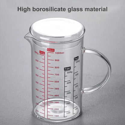 Glass Measuring Cup Food Grade High Borosilicate Glass Cups with Lid | Bowlift