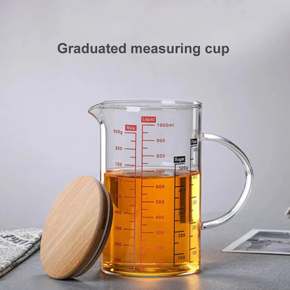Glass Measuring Cup Food Grade High Borosilicate Glass Cups with Lid | Bowlift