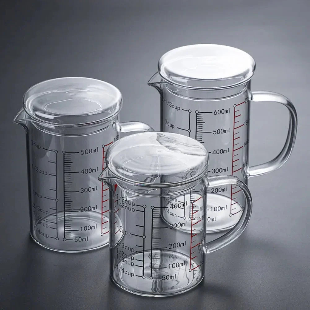 Glass Measuring Cup Food Grade High Borosilicate Glass Cups with Lid | Bowlift