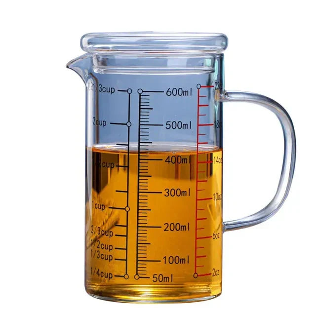 Glass Measuring Cup Food Grade High Borosilicate Glass Cups with Lid | Bowlift