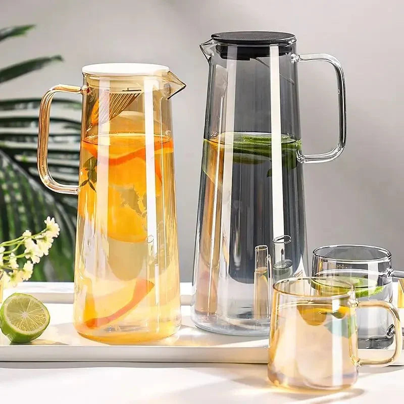 Glass Pitcher with Lid Easy Clean Heat Resistant Glass Water Jug | Skanto