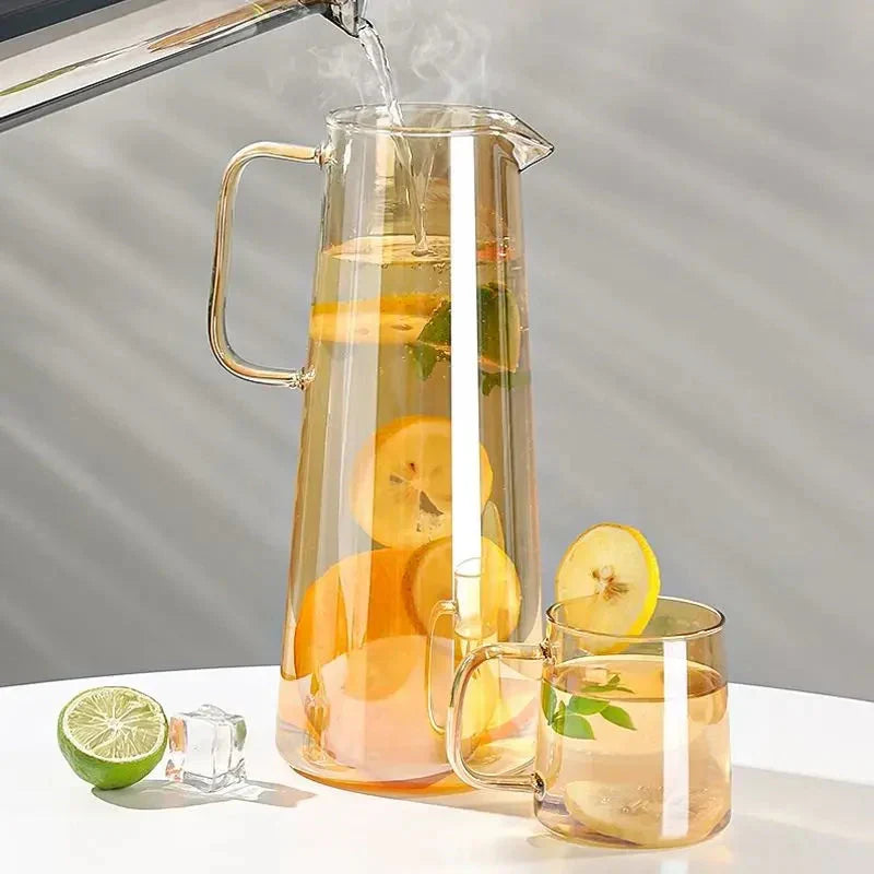 Glass Pitcher with Lid Easy Clean Heat Resistant Glass Water Jug | Skanto