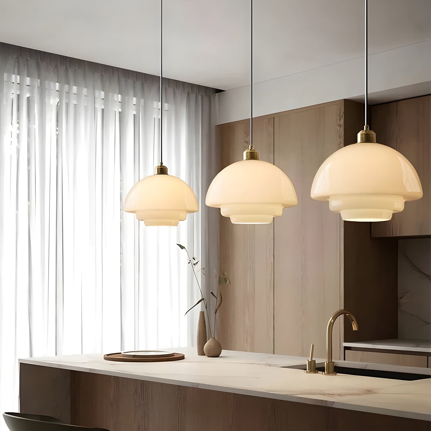 AuraBeam Light – Minimalist Ivory Glass LED Pendant Lamp | Skanto