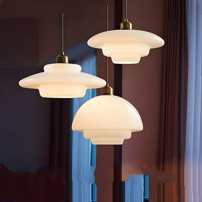 AuraBeam Light – Minimalist Ivory Glass LED Pendant Lamp | Skanto