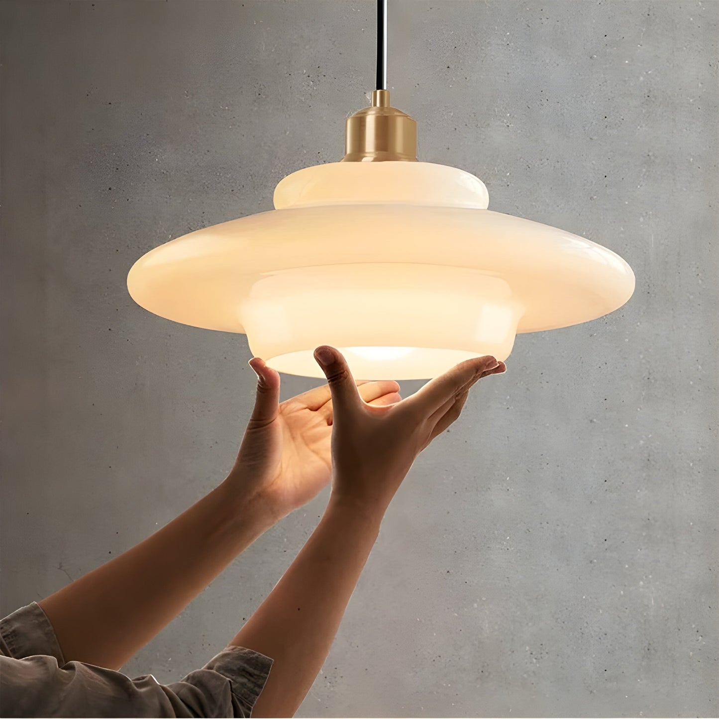 AuraBeam Light – Minimalist Ivory Glass LED Pendant Lamp | Skanto