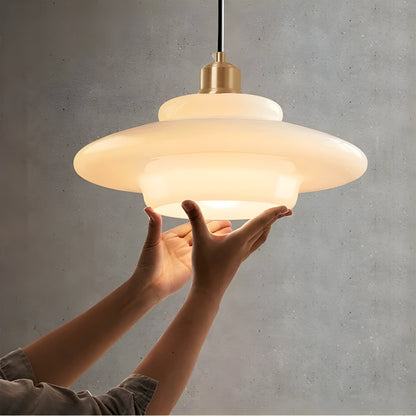 AuraBeam Light – Minimalist Ivory Glass LED Pendant Lamp | Skanto