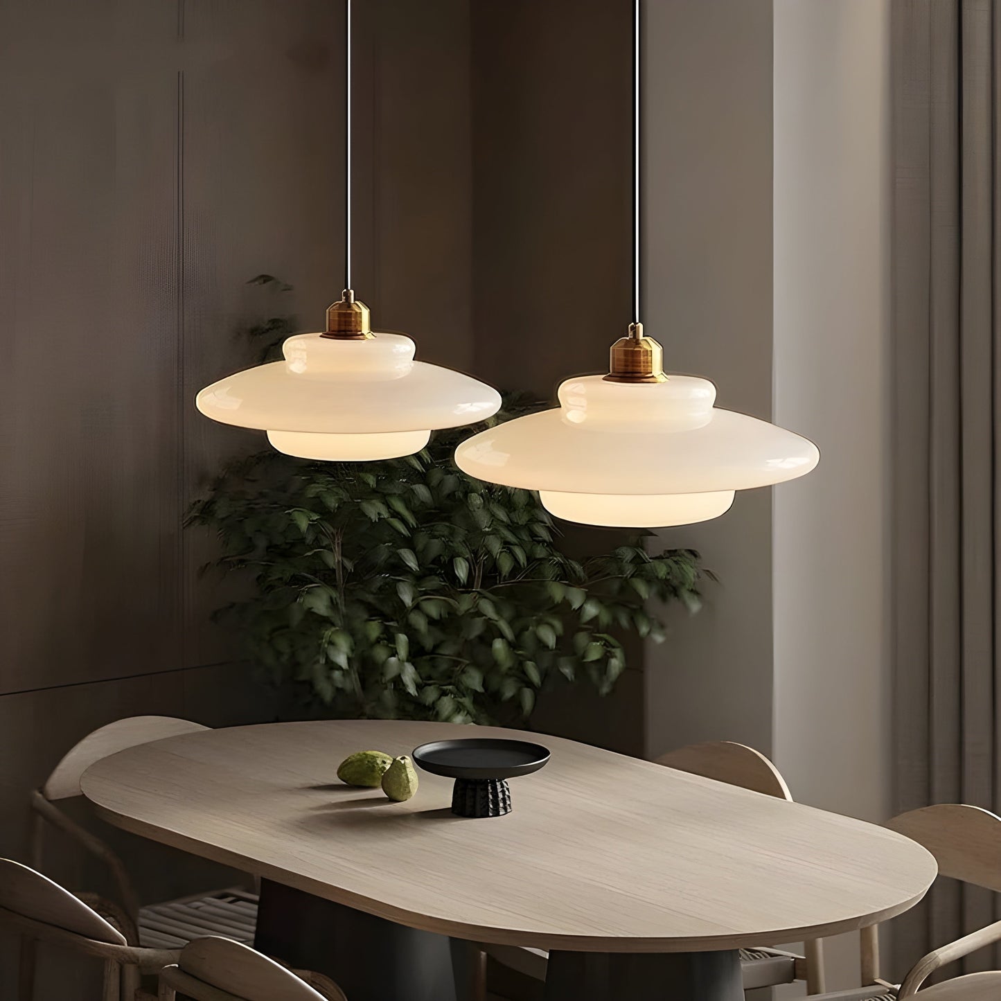 AuraBeam Light – Minimalist Ivory Glass LED Pendant Lamp | Skanto