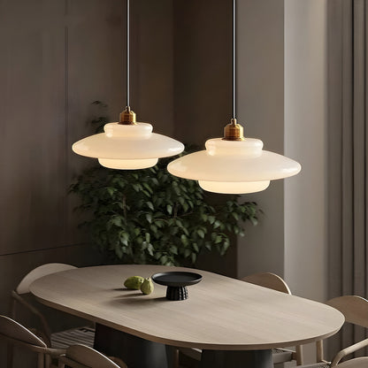 AuraBeam Light – Minimalist Ivory Glass LED Pendant Lamp | Skanto