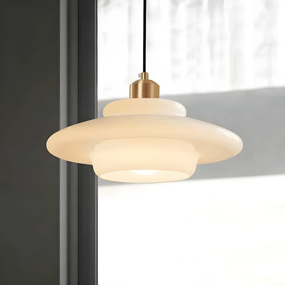AuraBeam Light – Minimalist Ivory Glass LED Pendant Lamp | Skanto
