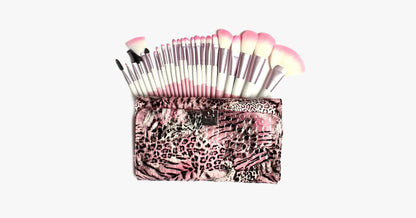 Skanto | 24-Piece Pink Leopard Brush Set
