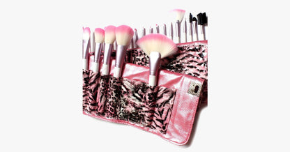 Skanto | 24-Piece Pink Leopard Brush Set