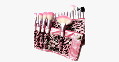 Skanto | 24-Piece Pink Leopard Brush Set