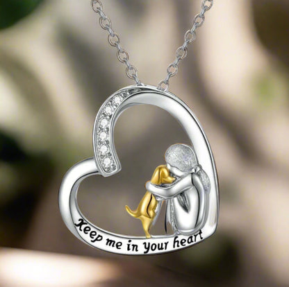 BowLift | SilverHeart | Silver Necklace with Heart Dog and Zirconia Stone