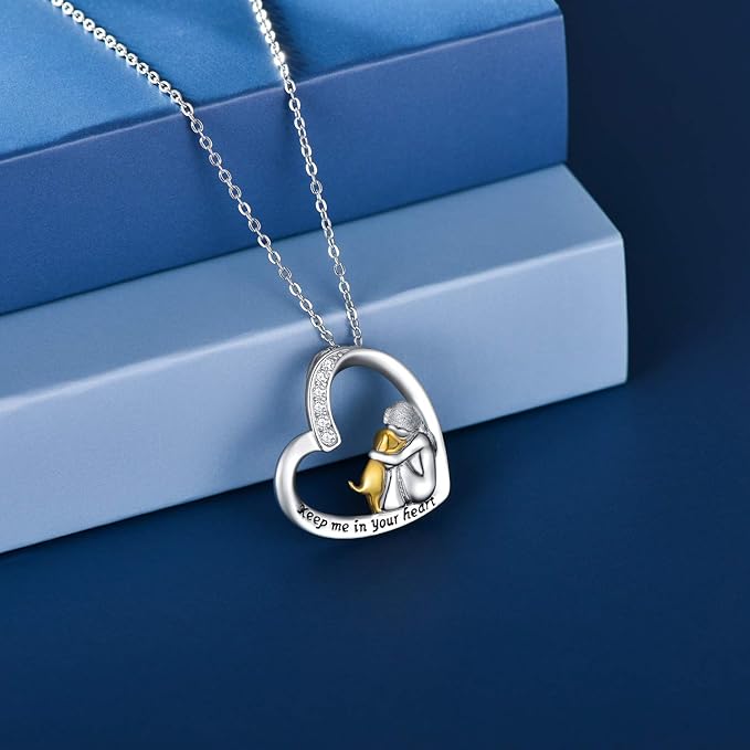 BowLift | SilverHeart | Silver Necklace with Heart Dog and Zirconia Stone