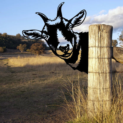 Outdoor Garden Farm Peeking Goat Metal Artwork Indoor Decor | Karnz