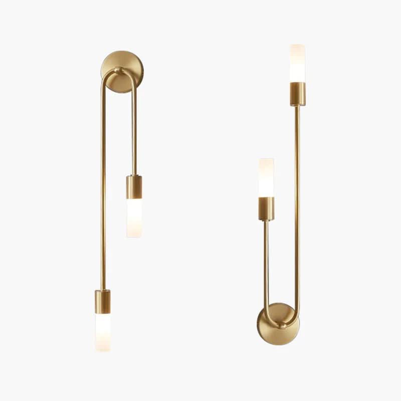 Skanto | Modern Gold Wall Lamp – Double Frosted Glass Light