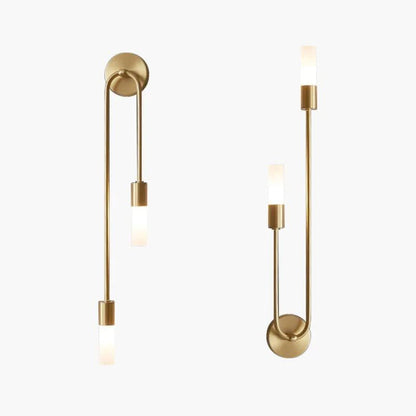 Skanto | Modern Gold Wall Lamp – Double Frosted Glass Light