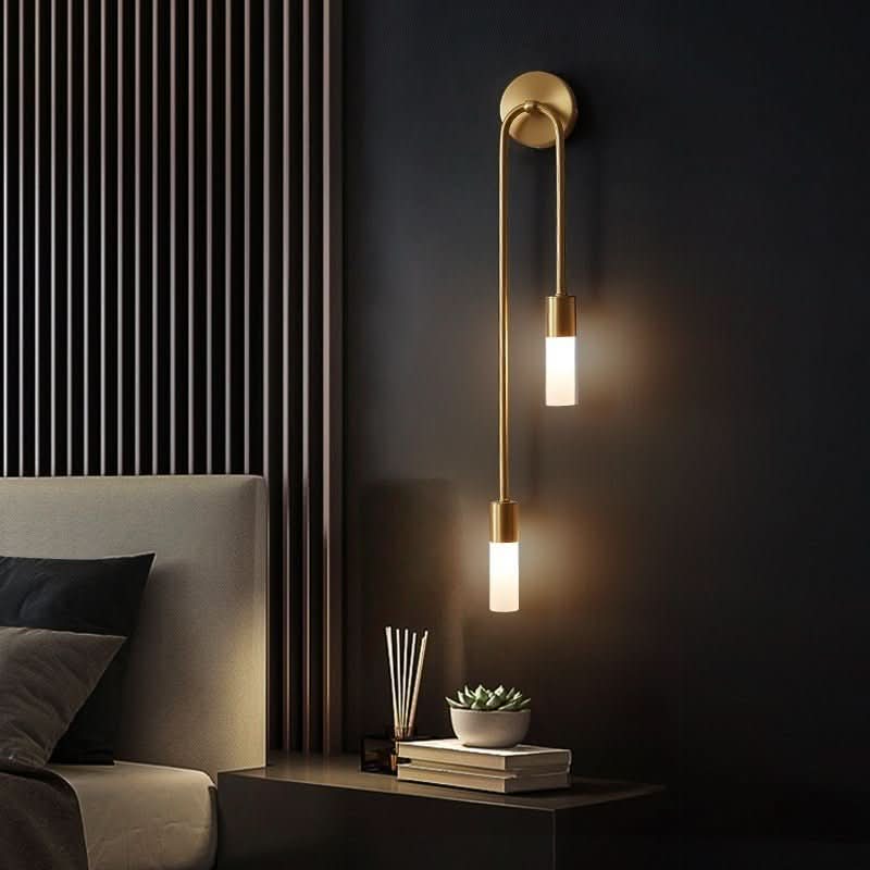 Skanto | Modern Gold Wall Lamp – Double Frosted Glass Light