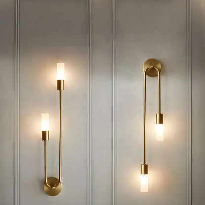 Skanto | Modern Gold Wall Lamp – Double Frosted Glass Light