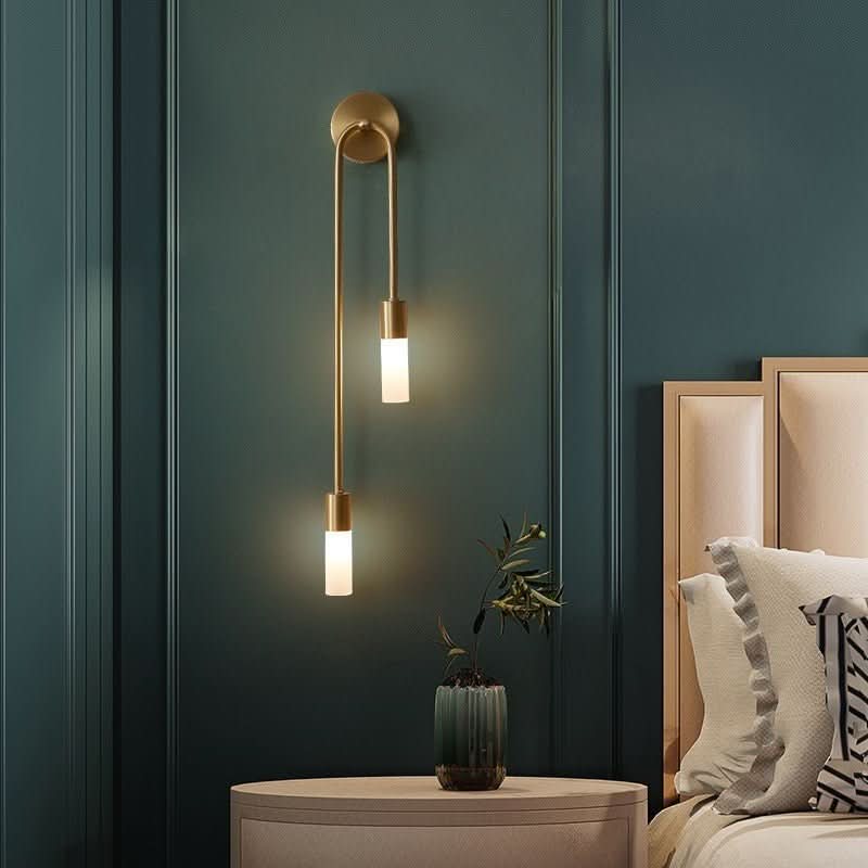 Skanto | Modern Gold Wall Lamp – Double Frosted Glass Light