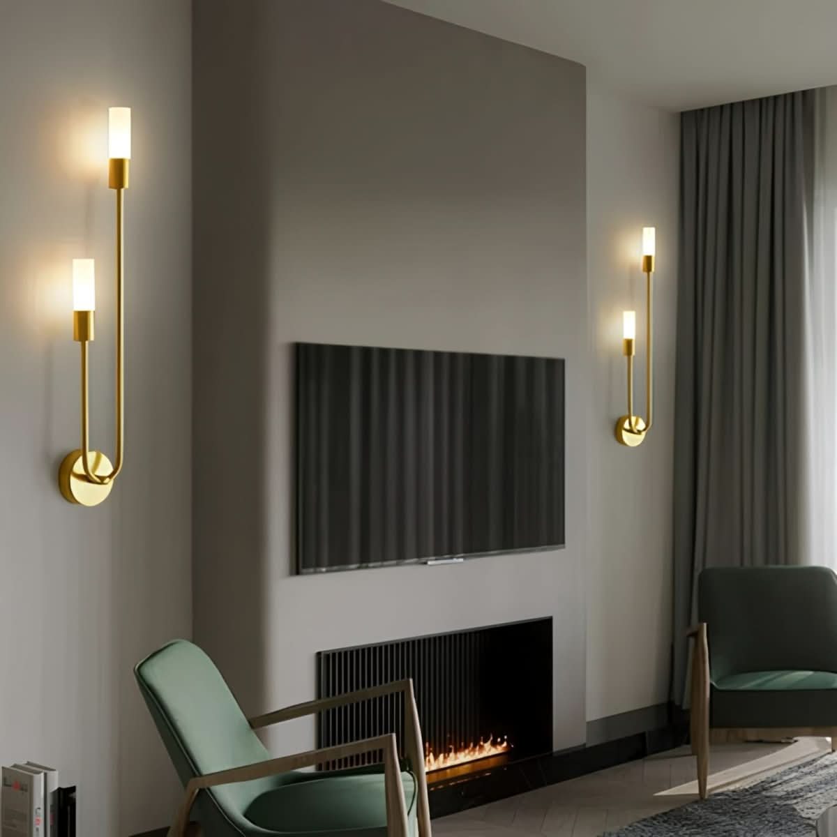 Skanto | Modern Gold Wall Lamp – Double Frosted Glass Light