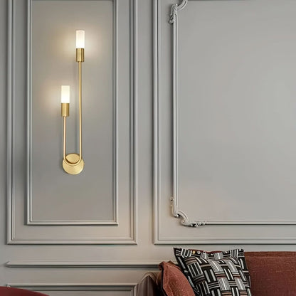 Skanto | Modern Gold Wall Lamp – Double Frosted Glass Light