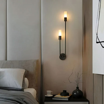 Skanto | Modern Gold Wall Lamp – Double Frosted Glass Light