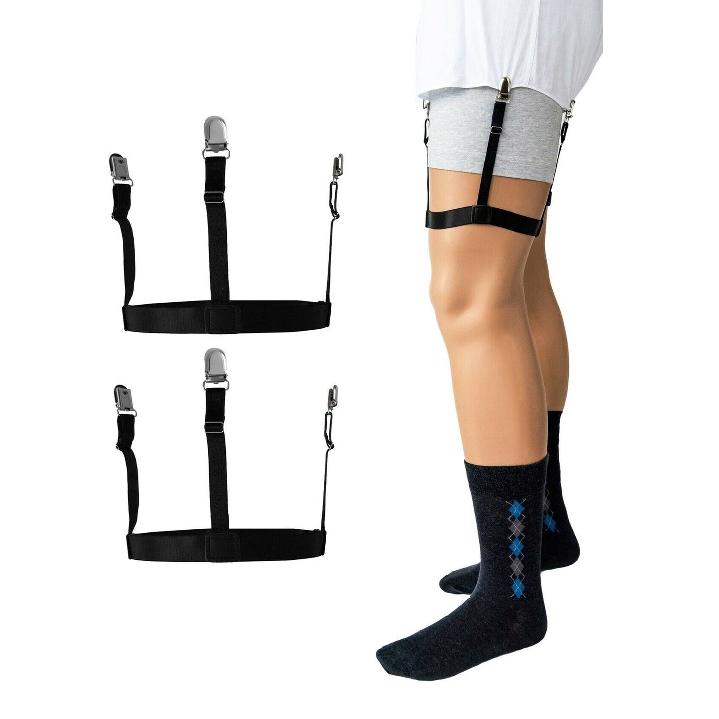 Men's Shirt Stays Elastic Suspenders for Secure Shirt Holder