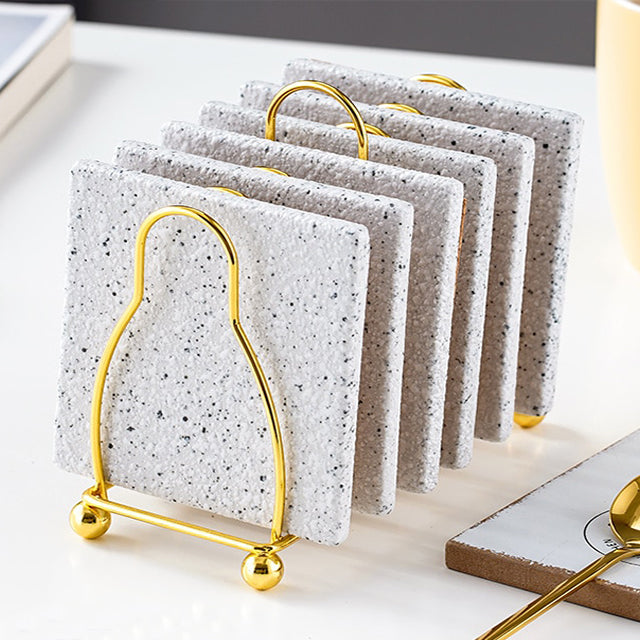Skanto | Swirled Ceramic Coasters with Holder