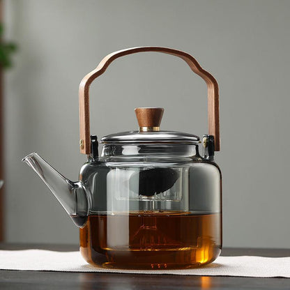 BowLift | Grijzen Teekanne | Wood & Glass, Tea Maker