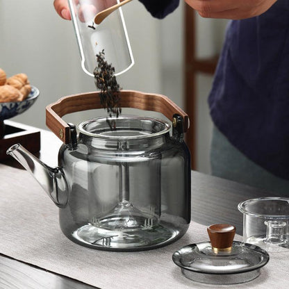 BowLift | Grijzen Teekanne | Wood & Glass, Tea Maker