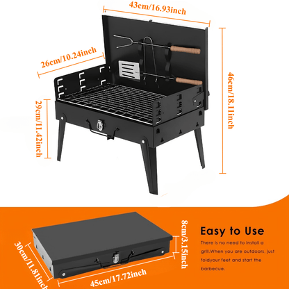 Skanto | Grillmate Fold – Foldable Steel Suitcase Grill for Garden, Camping & Outdoor BBQ