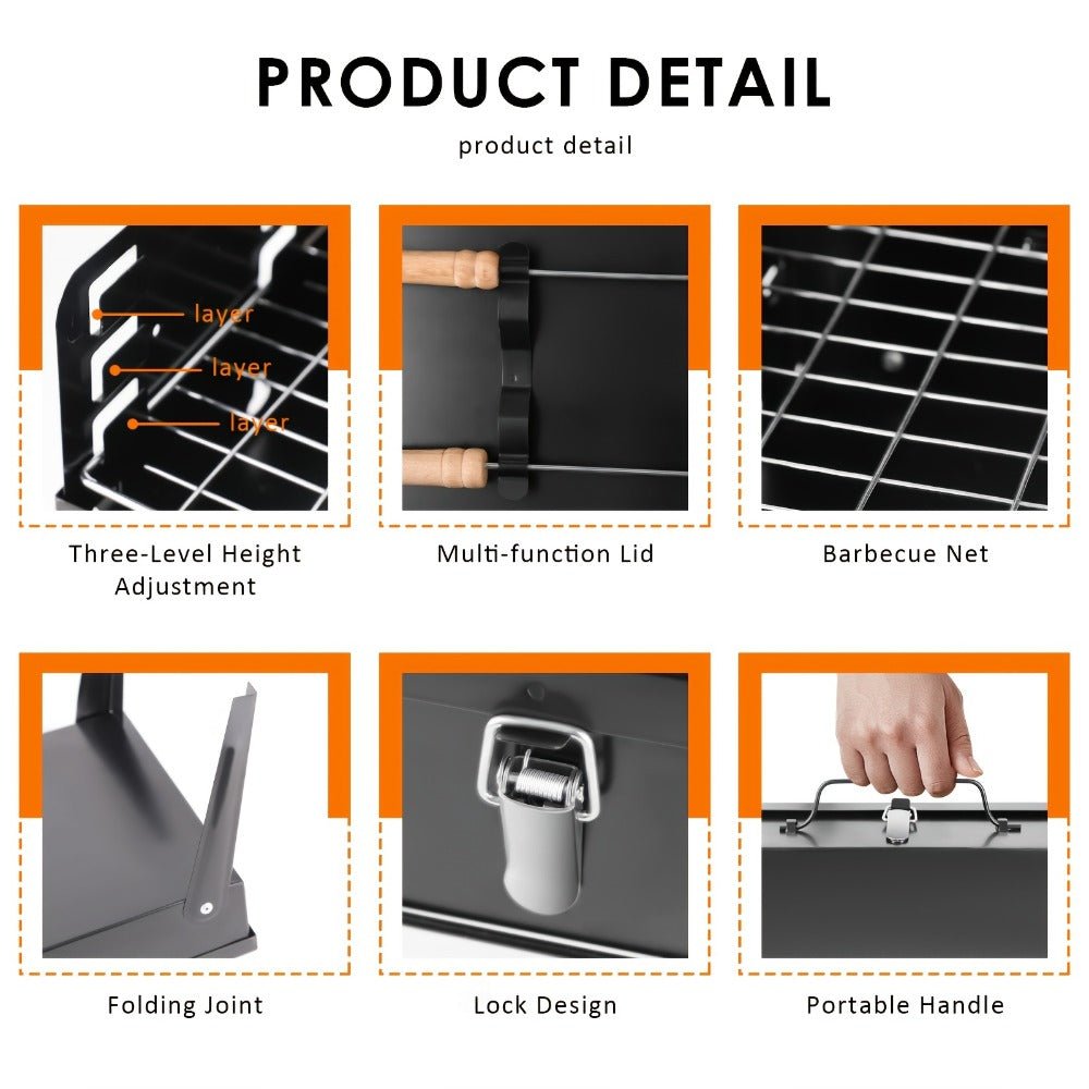 Skanto | Grillmate Fold – Foldable Steel Suitcase Grill for Garden, Camping & Outdoor BBQ