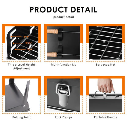 Skanto | Grillmate Fold – Foldable Steel Suitcase Grill for Garden, Camping & Outdoor BBQ