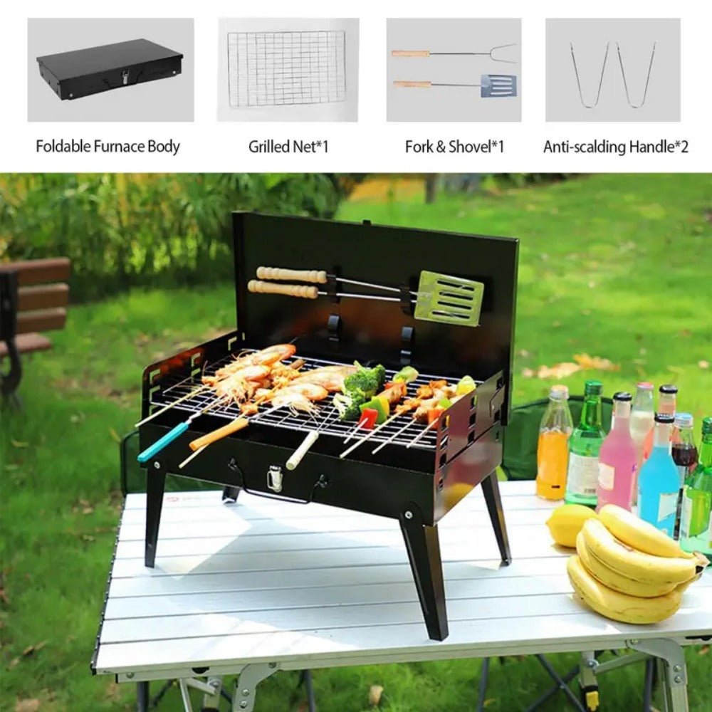 Skanto | Grillmate Fold – Foldable Steel Suitcase Grill for Garden, Camping & Outdoor BBQ
