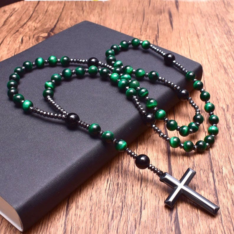 Skanto | Orion Spiritual Necklace with Tiger's Eye & Lapis Lazuli – Men's Rosary